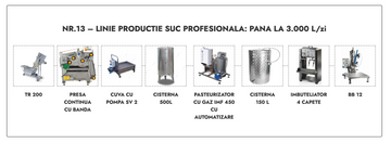 Linie productie suc profesionala Nr.13 - pana la 3.000 L/zi (47.200 Euro + TVA)