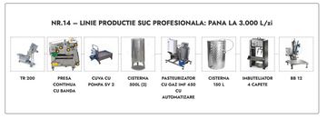 Linie productie suc profesionala Nr.14 - pana la 3.000 L/zi (47.700 Euro + TVA)