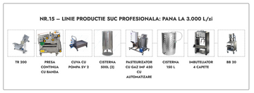 Linie productie suc profesionala Nr.15 - pana la 3.000 L/zi (51.400 Euro + TVA )