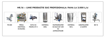 Linie productie suc profesionala Nr.16 - pana la 3.000 L/zi (47.500 Euro + TVA)