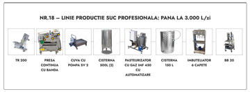 Linie productie suc profesionala Nr.18 - pana la 3.000 L/zi (51.700 Euro + TVA)